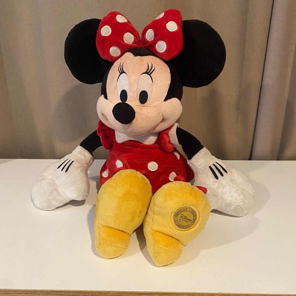 Disney Store Minnie Mouse Plush 18‎ Red Polka Dot Dress Soft Toy